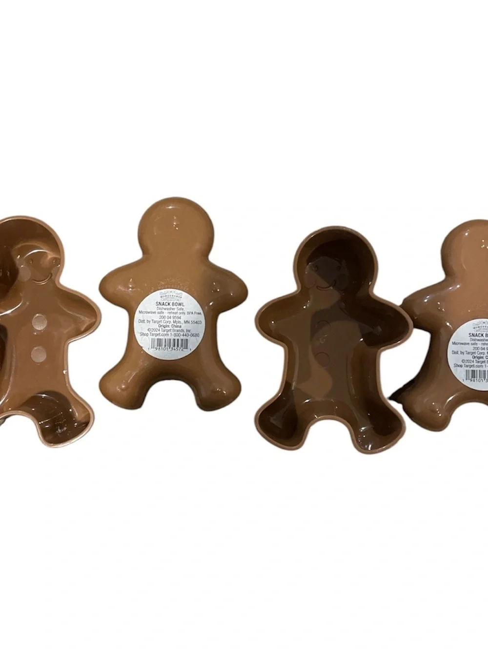 Wondershop - Set of 4 - Gingerbread-Shaped Snack Bowls Holiday